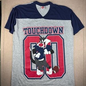 Vintage Vintage 1993 Looney Tunes Sylvester Touchdown Shirt Mens‎ XXL Gray Blue